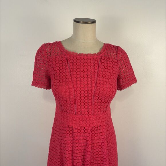 Boden Julieta Eyelet Lace Midi Dress in Bright Carnival Pink A-Line Size 6P - Picture 5 of 9